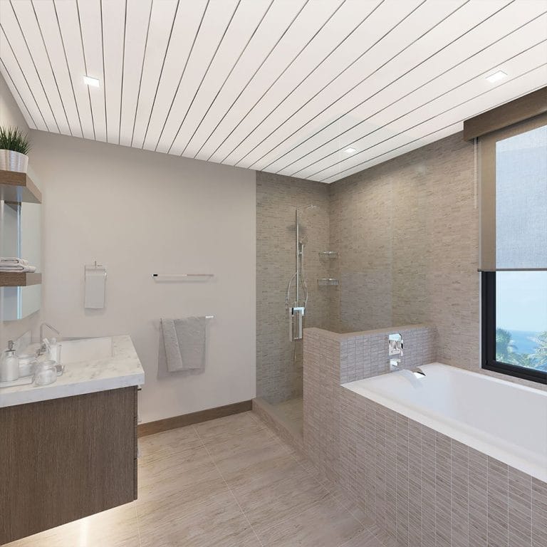 Gloss White with Chrome V Groove Ceiling Cladding | One Stop Cladding ...