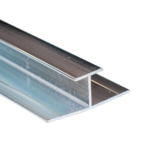 Decortrim – 10.5mm x 2.4m – Metal H Trim – Bright Polished | Metal Bathroom Cladding Trim