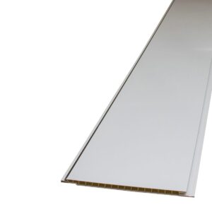 Decorceil Gloss White / Chrome Strip 2m PVC Ceiling Cladding Panel | 2000mmx200mm (Per Panel)